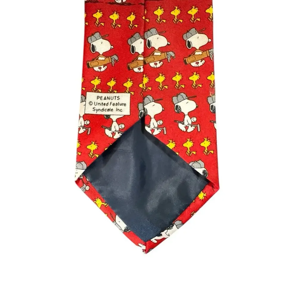 Peanuts By Balancine Snoopy Woodstock Golf Golfing Sports Cartoon Necktie